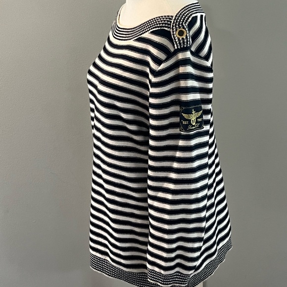LRL Ralph Lauren Jeans Women's Knit Boatneck Striped Nautical Sweater large - Picture 3 of 11